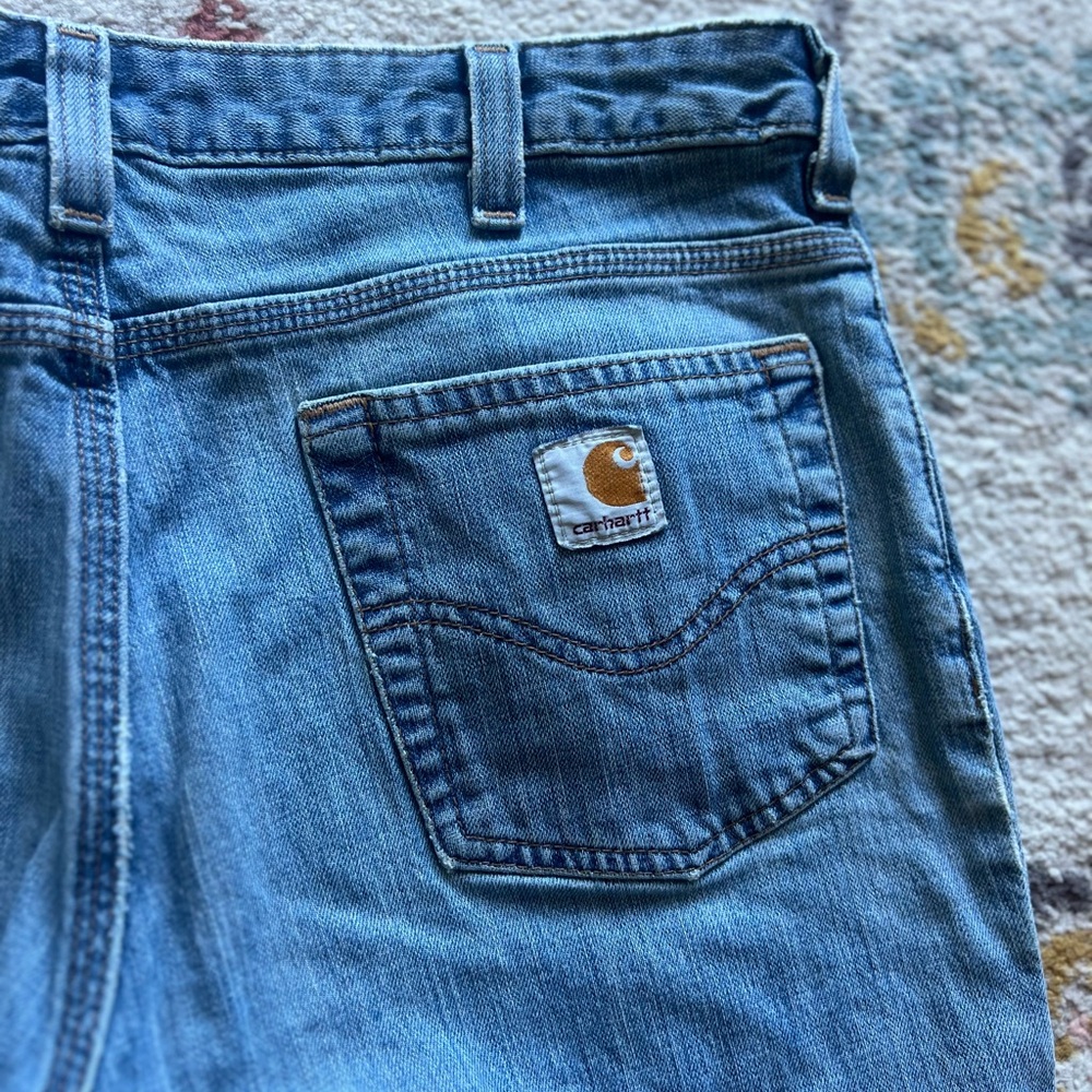 Carhartt womens Light Blue Relaxed Denim Jeans vintage rip 10x32